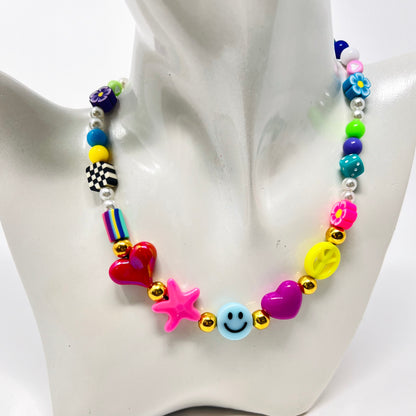 Colorful bead necklace, Y2k necklace,  daisy necklace, flower necklace, chunky beaded necklace