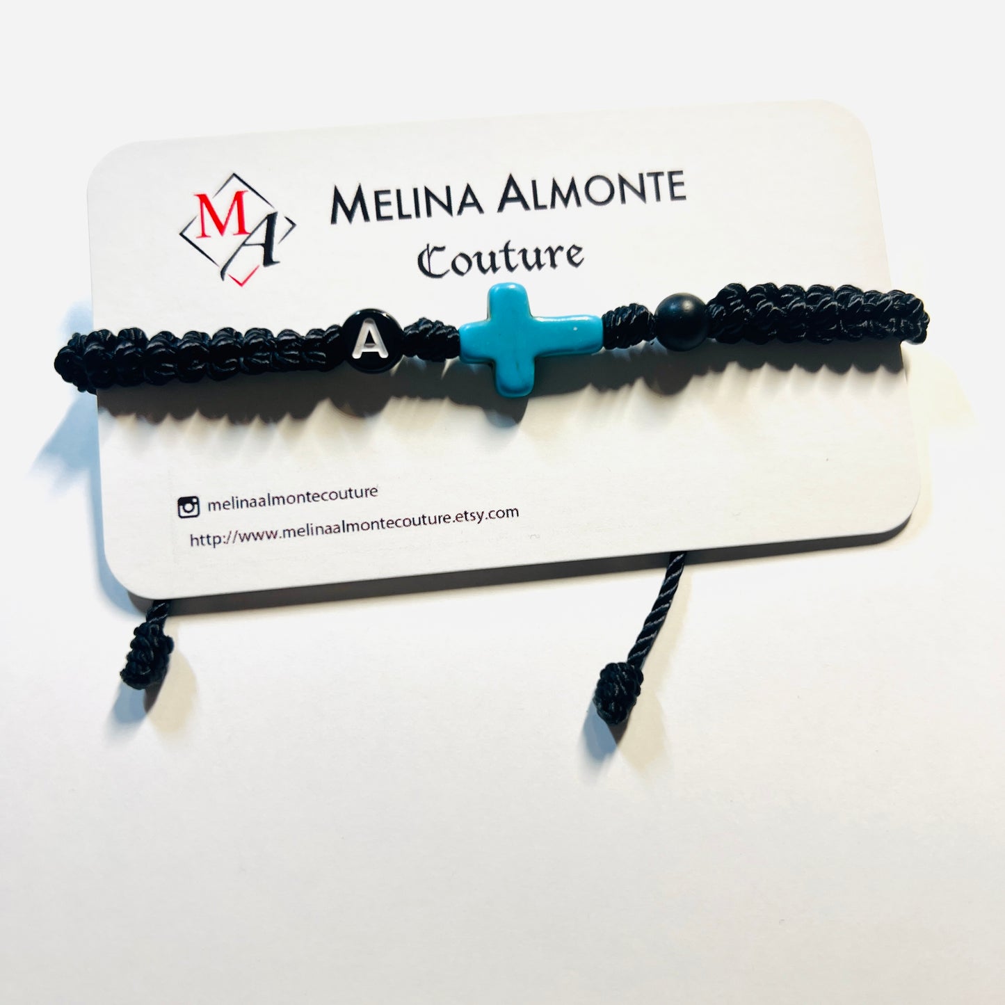 Cross bracelet men, Initial bracelet, Christian religious catholic protection, black cord beads, Christmas gift for him, boyfriend father