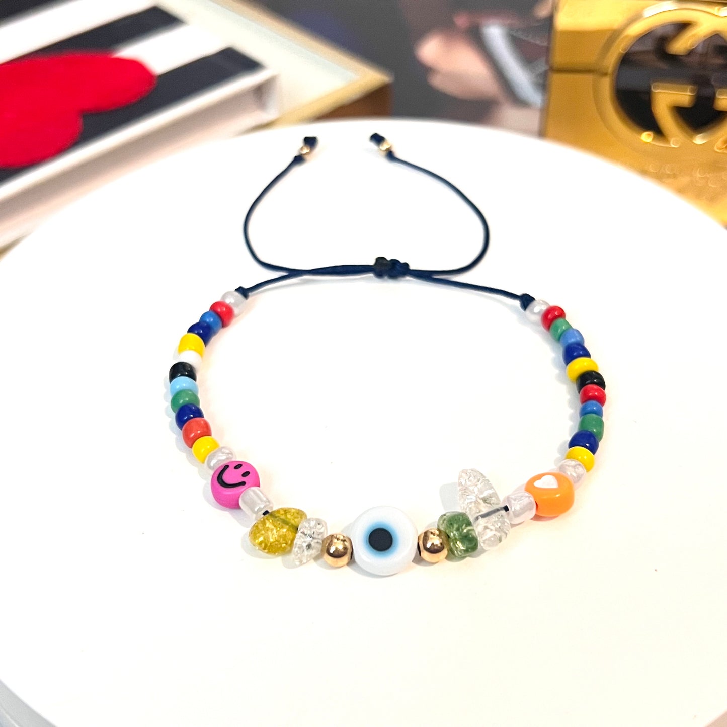 Evil eye bracelet, colorful bead bracelet, summer bracelet, ceramic bracelet, happy bracelets, Turkish eye, gift for her, birthday gift