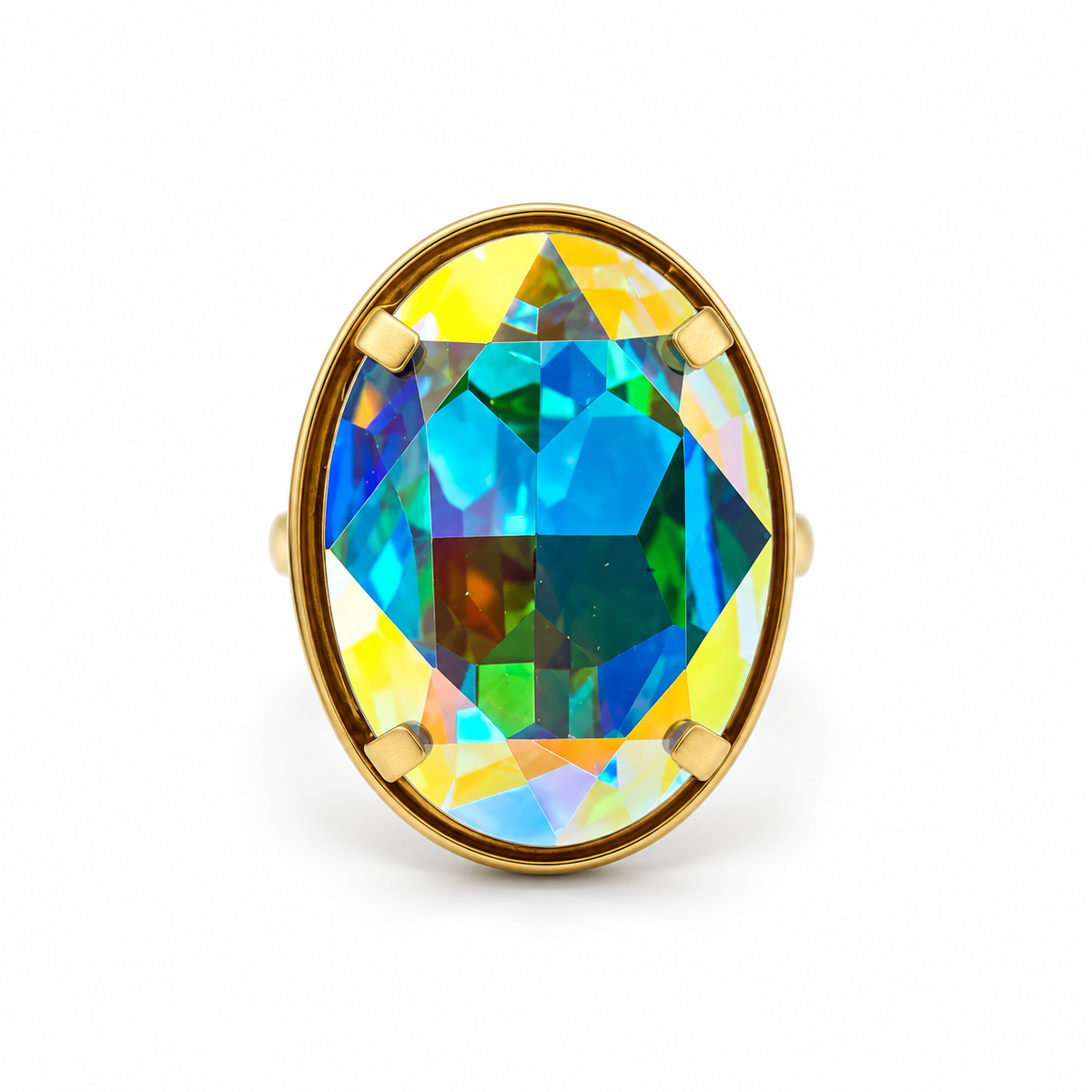Adjustable Oval Swarovski Crystal Ring