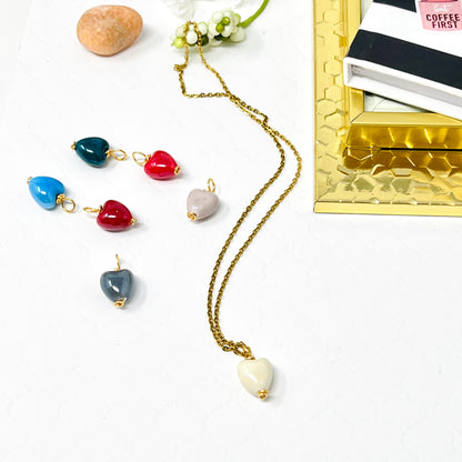 Heart Charm Necklaces, Dainty Gold Necklace, Stainless Steel Necklace, Necklace For Womens, Handmade Jewelry