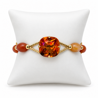 Oval Agate Bracelet with Astral Pink Swarovski Crystal