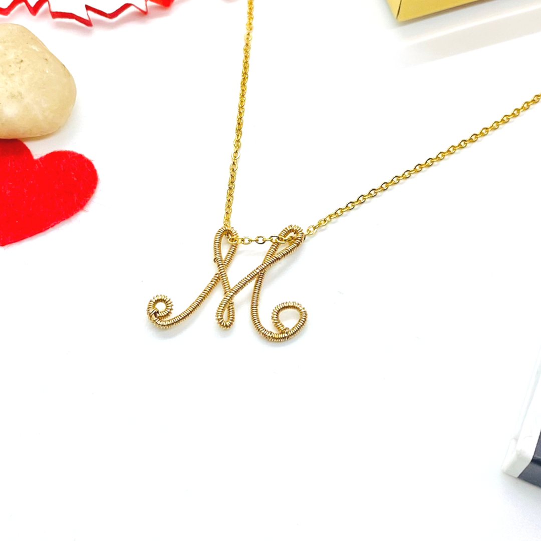 Custom Wire Letters 14k Gold Plated Necklace, Gold initial necklace, Dainty gold necklace, Personalized jewelry