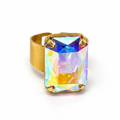 Adjustable Octagonal Swarovski Crystal Ring