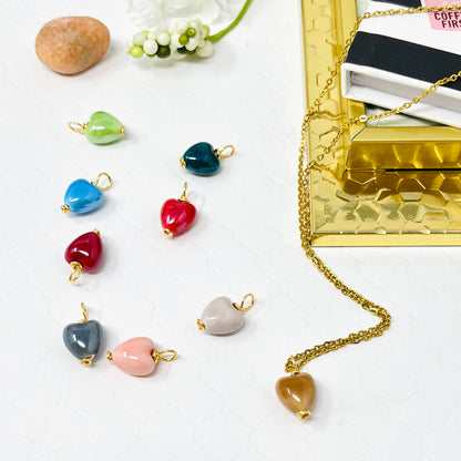 Heart Charm Necklaces, Dainty Gold Necklace, Stainless Steel Necklace, Necklace For Womens, Handmade Jewelry