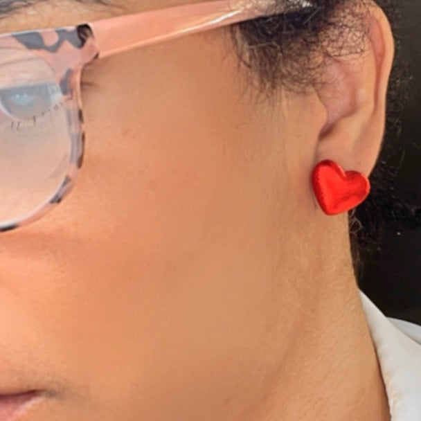 Heart Stud Earrings, Heart red post Earrings, Red Love Earrings, valentines day gift, friendship gift, girlfriend
