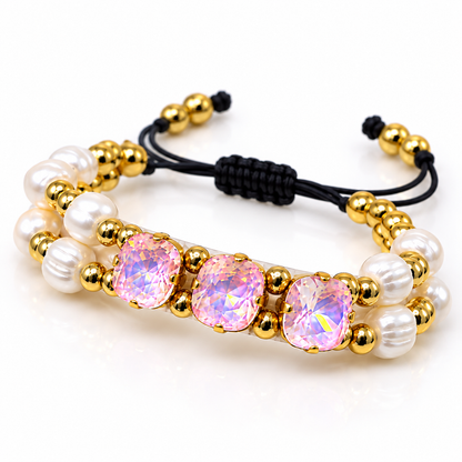 Natural Pearl Bracelet with Swarovski Crystal
