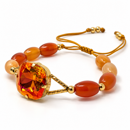 Oval Agate Bracelet with Astral Pink Swarovski Crystal