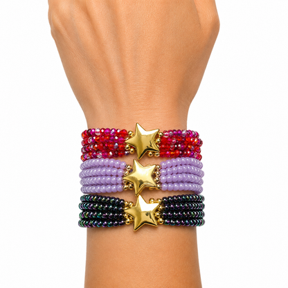 Adjustable gold-plated Star bracelet with beads