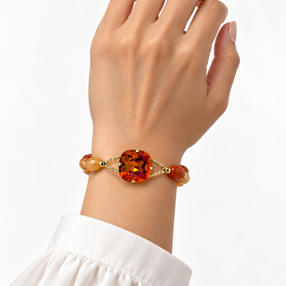 Oval Agate Bracelet with Astral Pink Swarovski Crystal