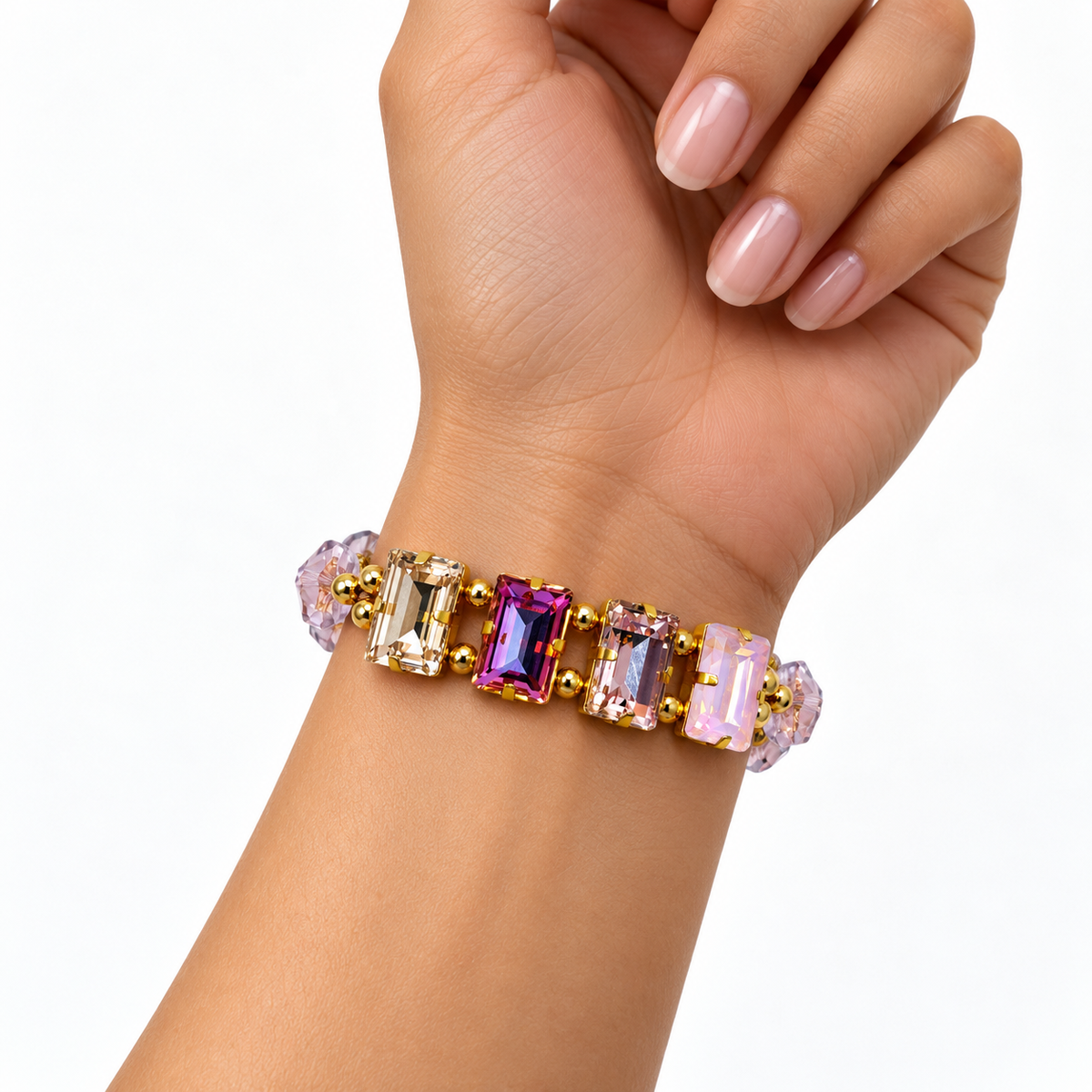 Crystal Heart Bracelet with Baguette-Cut Swarovski Crystals