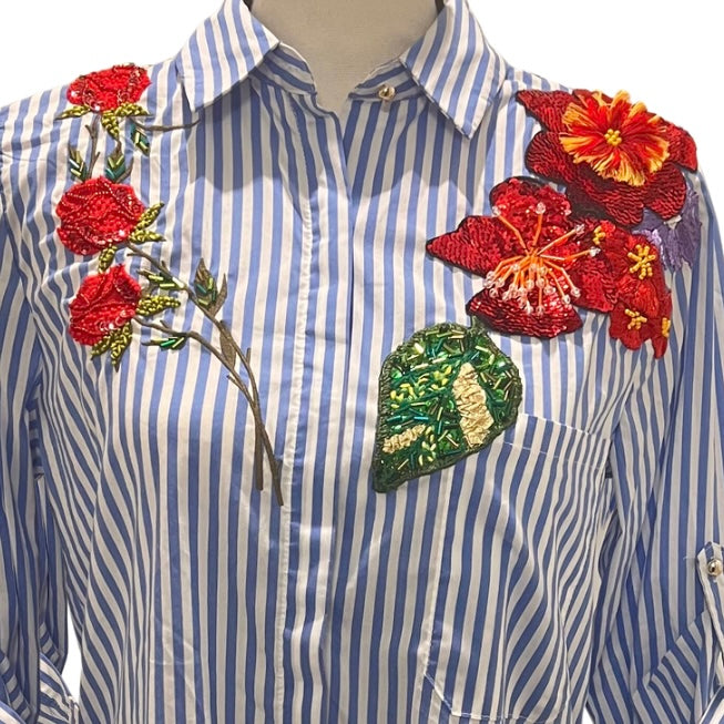 Embroidered Flower Blouses, Hand Embroidered  Floral Shirt, Clothing For Women,  Mexican Design Tshirt, Funny Summer Tshirt