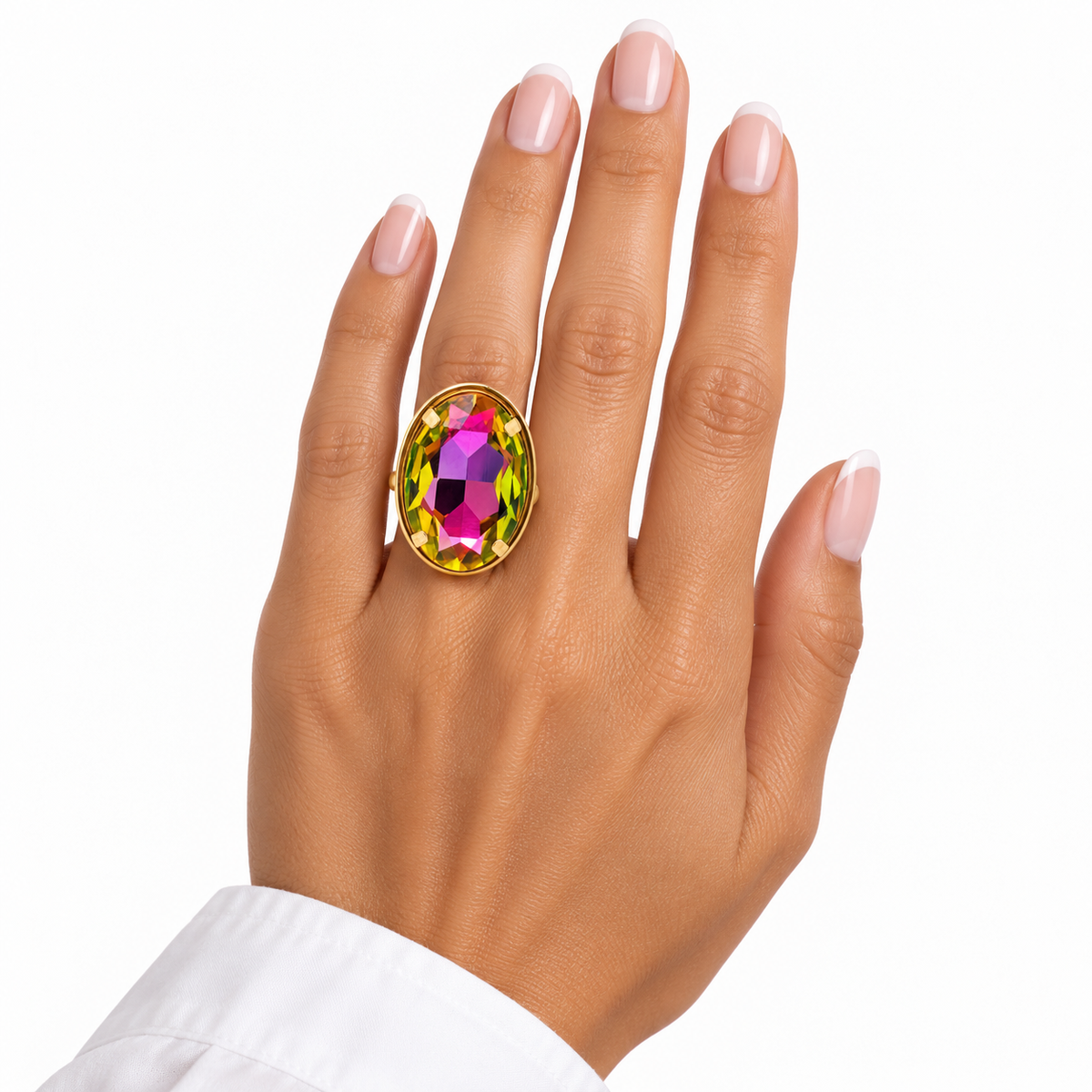 Adjustable Oval Swarovski Crystal Ring