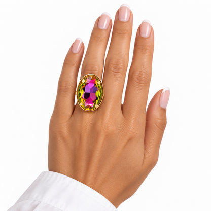 Adjustable Oval Swarovski Crystal Ring