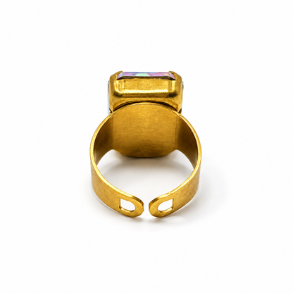 Adjustable Octagonal Swarovski Crystal Ring