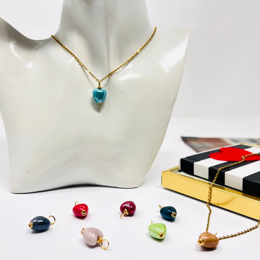 Heart Charm Necklaces, Dainty Gold Necklace, Stainless Steel Necklace, Necklace For Womens, Handmade Jewelry