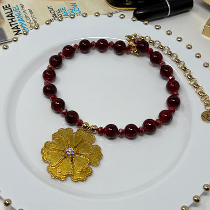 Flower Charm beaded necklace - Handmade Beaded Flower Necklace