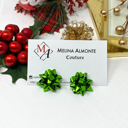 Christmas Bow Earrings, Holiday Earrings, Stud earrings, Christmas gift