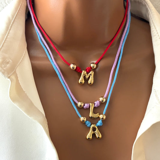 Bubble Initial Necklace – Adjustable Paracord Cord