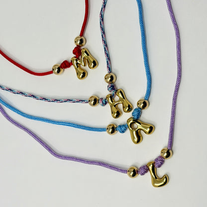 Bubble Initial Necklace – Adjustable Paracord Cord