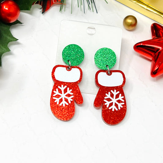 Christmas Glove Earring, Holiday Earrings, Dangle & Drop Earrings