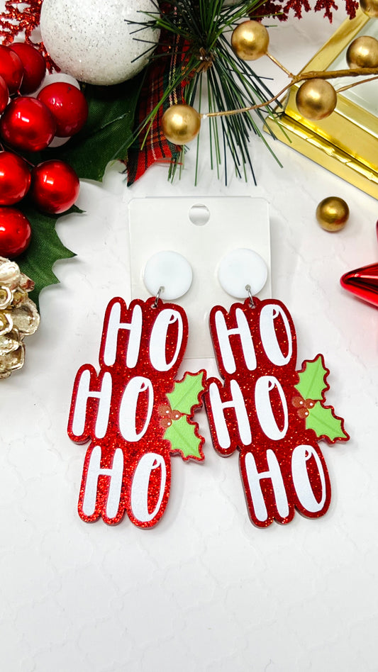 Ho Ho Ho Christmas Earring, Holiday Earrings, Dangle & Drop Earrings