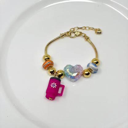 Handmade Adjustable Charm Bracelets with Colorful Charms | Gold Snake Chain Style