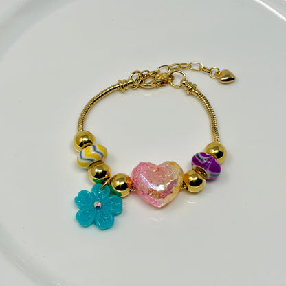 Handmade Adjustable Charm Bracelets with Colorful Charms | Gold Snake Chain Style
