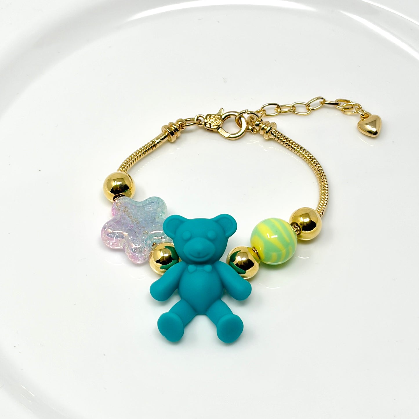Handmade Adjustable Charm Bracelets with Colorful Charms | Gold Snake Chain Style