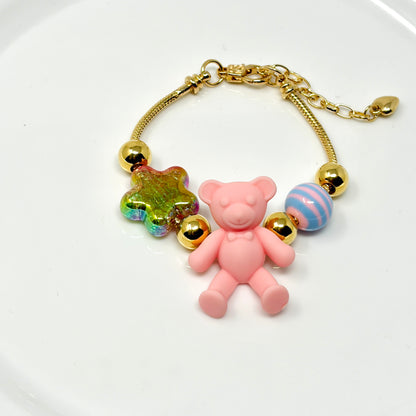 Handmade Adjustable Charm Bracelets with Colorful Charms | Gold Snake Chain Style