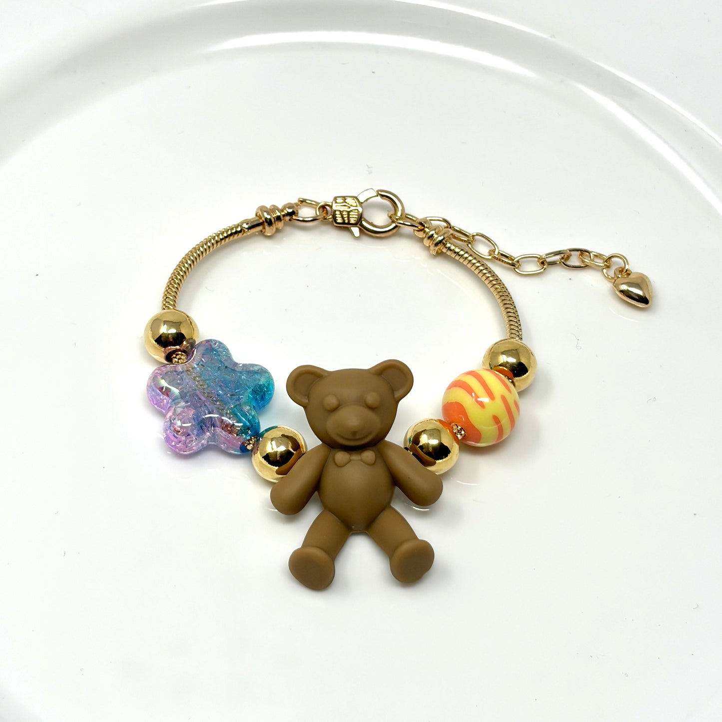 Handmade Adjustable Charm Bracelets with Colorful Charms | Gold Snake Chain Style