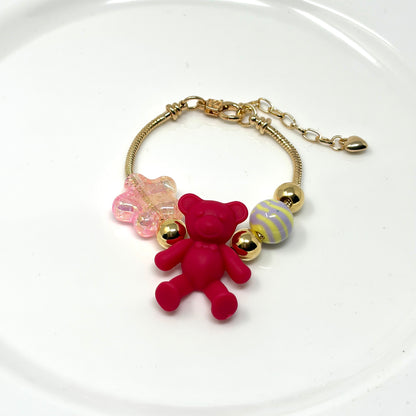Handmade Adjustable Charm Bracelets with Colorful Charms | Gold Snake Chain Style