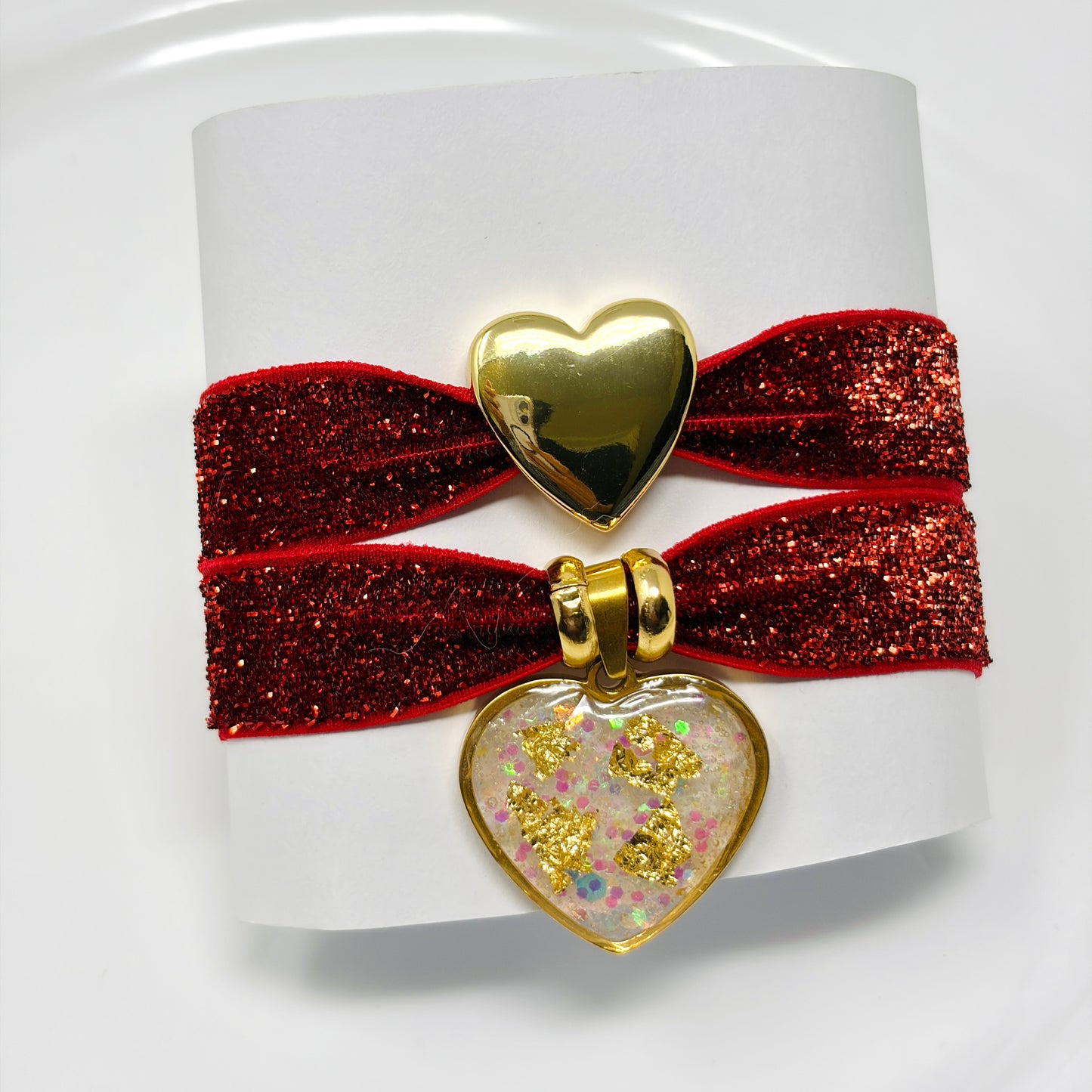 Handmade Elastic Heart Charm Bracelet