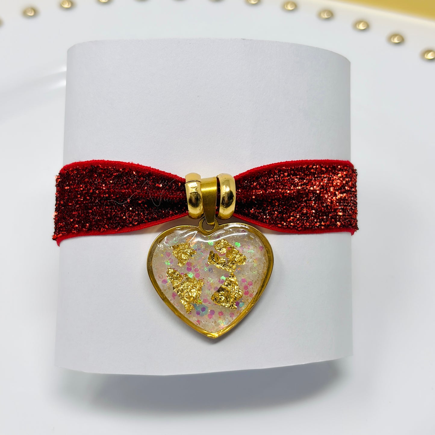 Handmade Elastic Heart Charm Bracelet