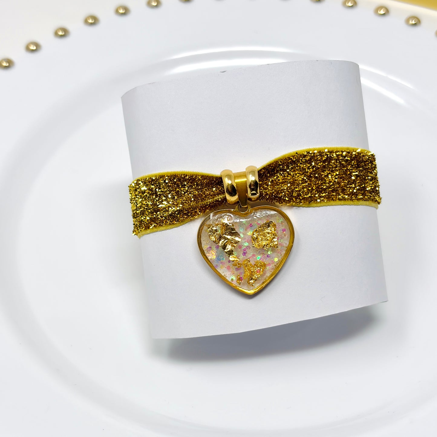 Handmade Elastic Heart Charm Bracelet