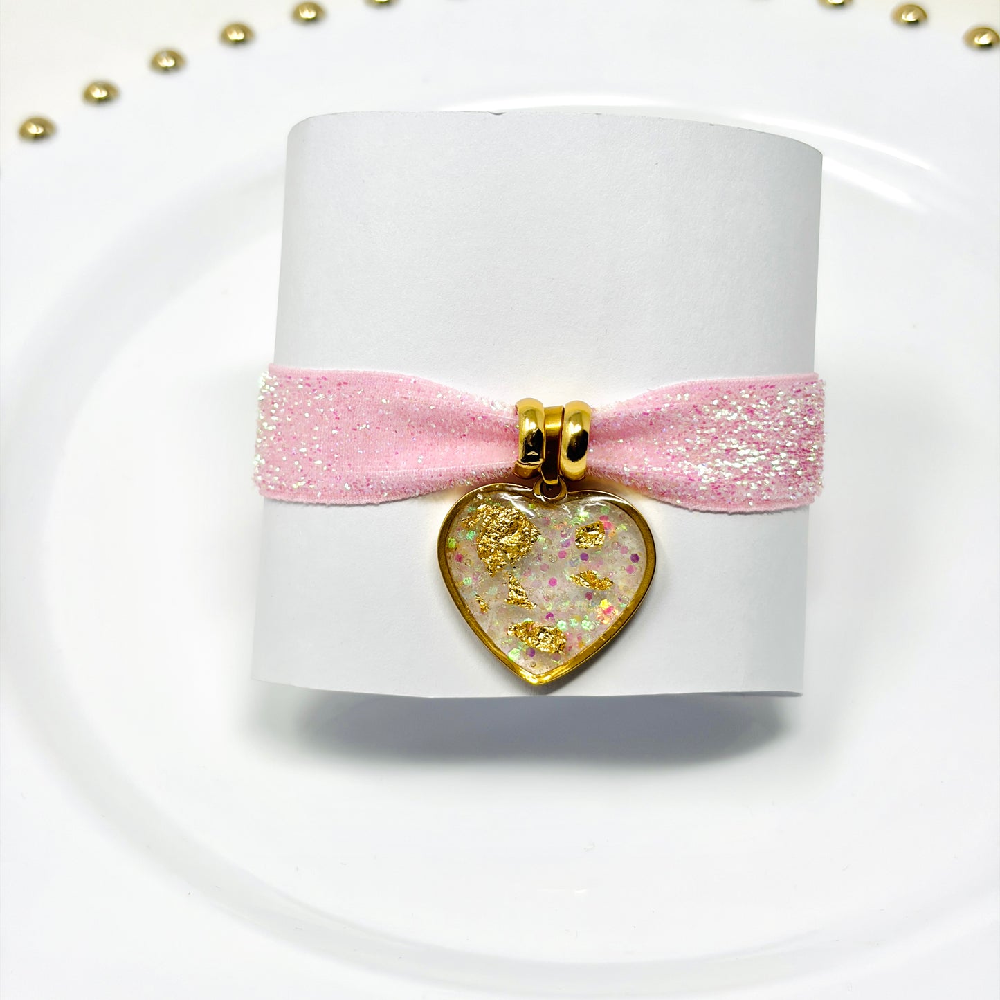 Handmade Elastic Heart Charm Bracelet