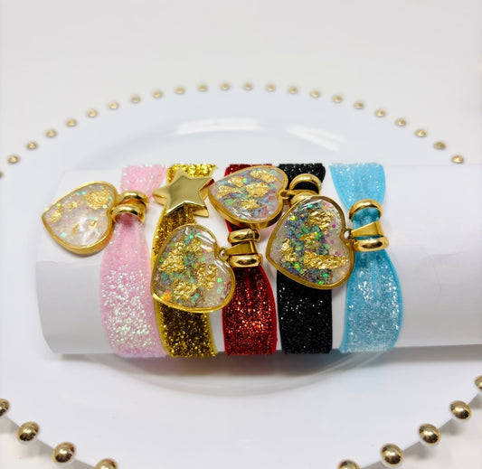 Handmade Elastic Heart Charm Bracelet