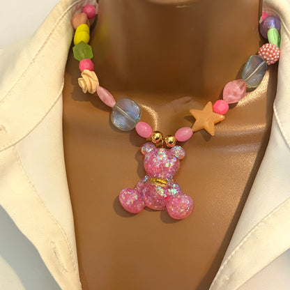 Teddy Bear Charm Choker Necklace