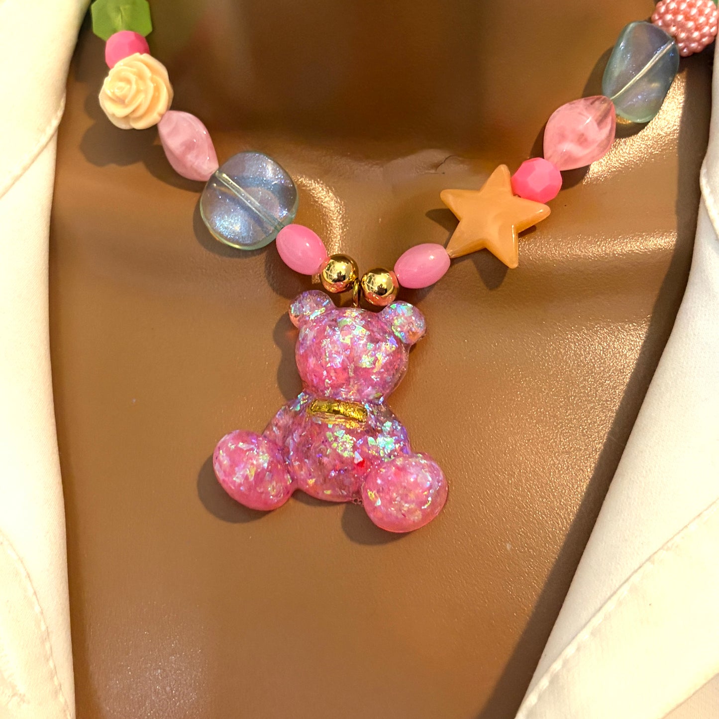 Teddy Bear Charm Choker Necklace