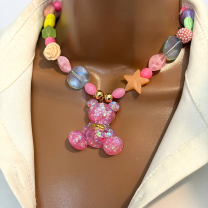 Teddy Bear Charm Choker Necklace