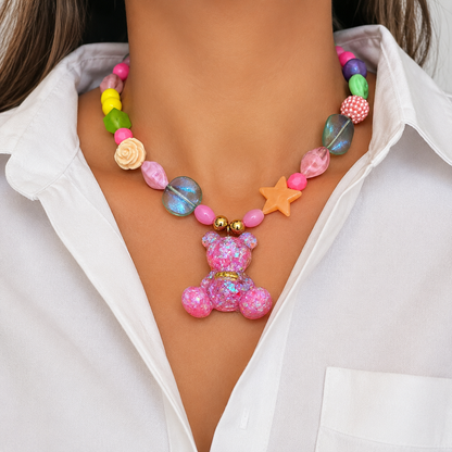 Teddy Bear Charm Choker Necklace