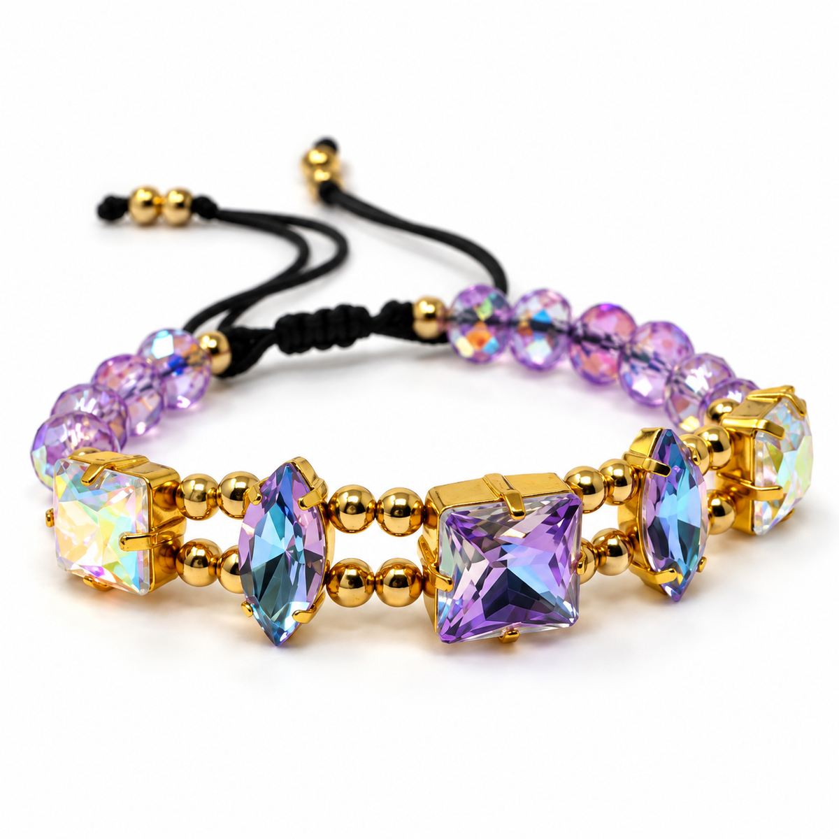 Mixed-Cut Swarovski Crystal Czech Bead Bracelet
