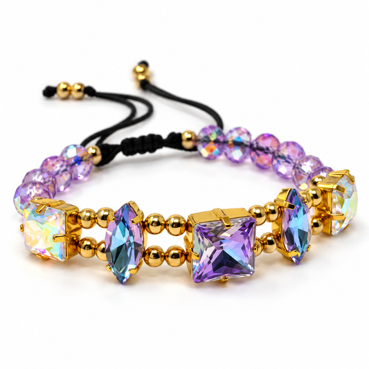 Mixed-Cut Swarovski Crystal Czech Bead Bracelet