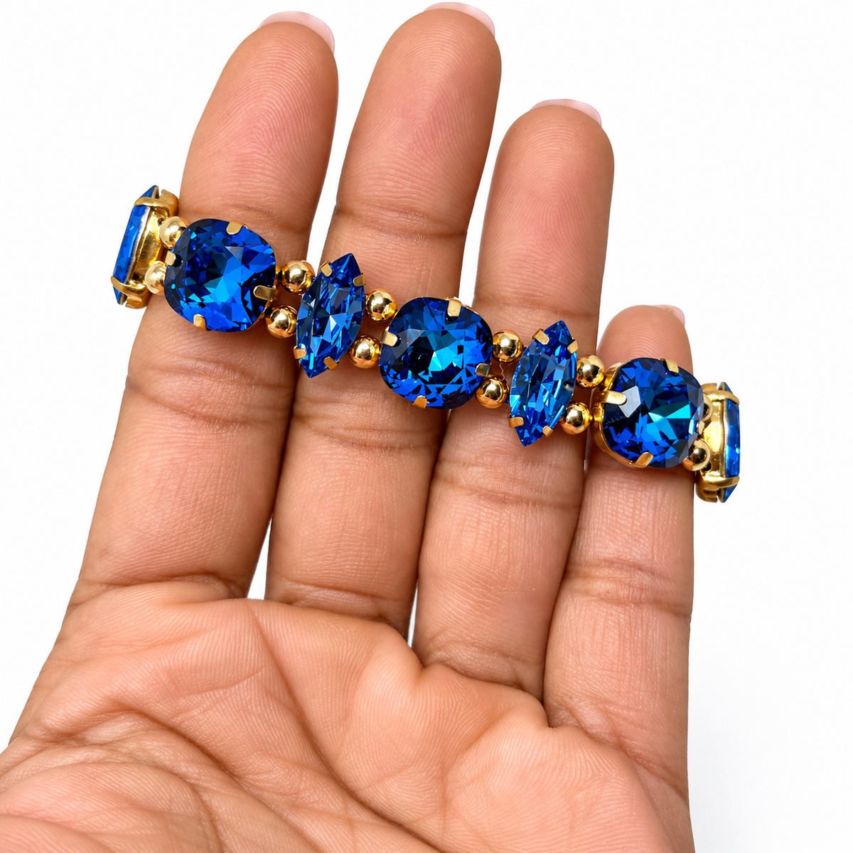 Blue Mixed-Cut Swarovski Crystal Bracelet