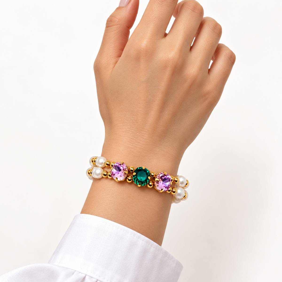 Natural Pearl Bracelet with Swarovski Crystal