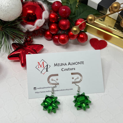 Christmas Bow Earrings, Holiday Earrings, Stud earrings, Christmas gift