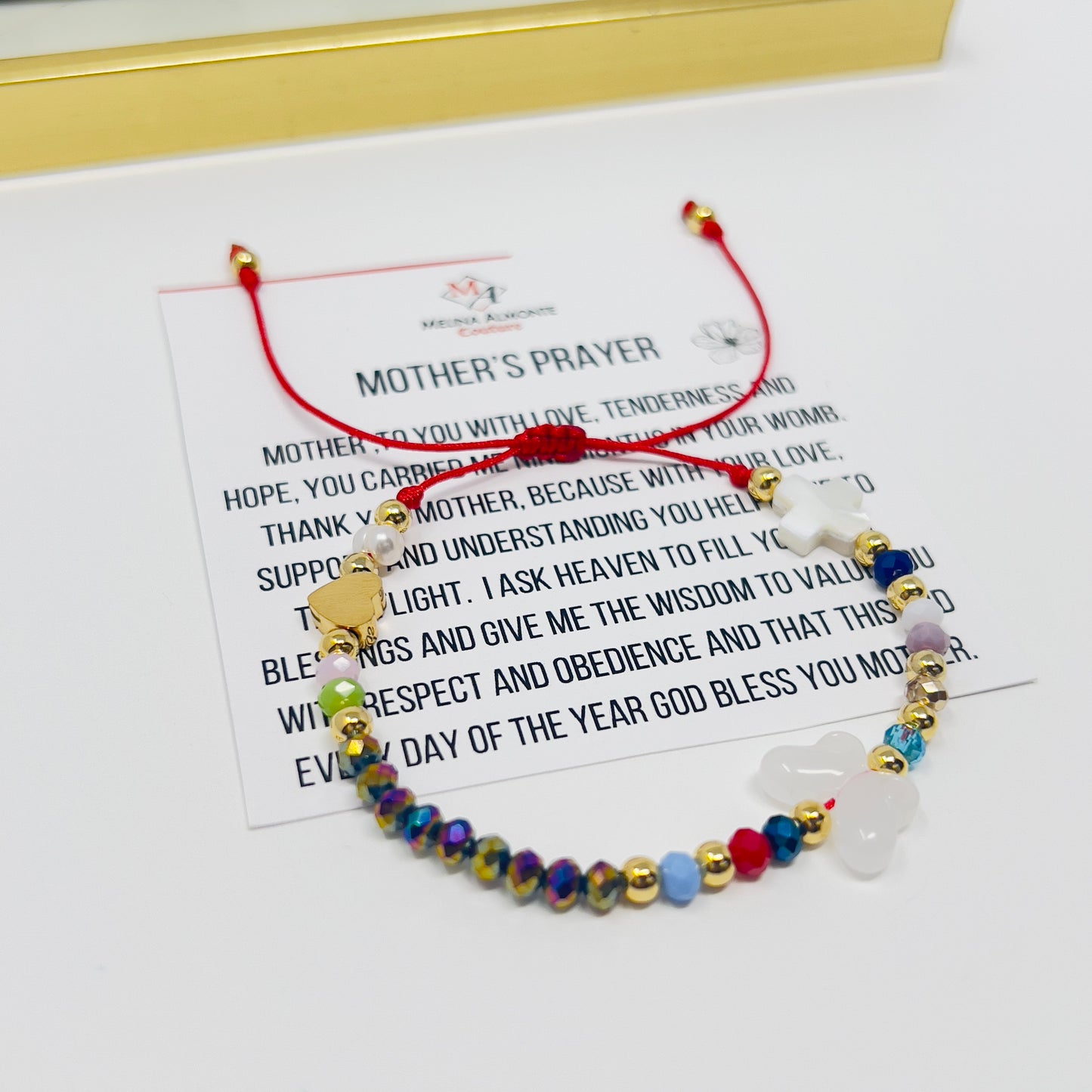 Mothers Prayer Bracelet, Mothers Bracelet, Mothers day Gift, Christian Bracelet, Cross Bracelet Women, String Bracelet, Religious Catholic Charm Bracelet, Beaded Bracelet (Copia)