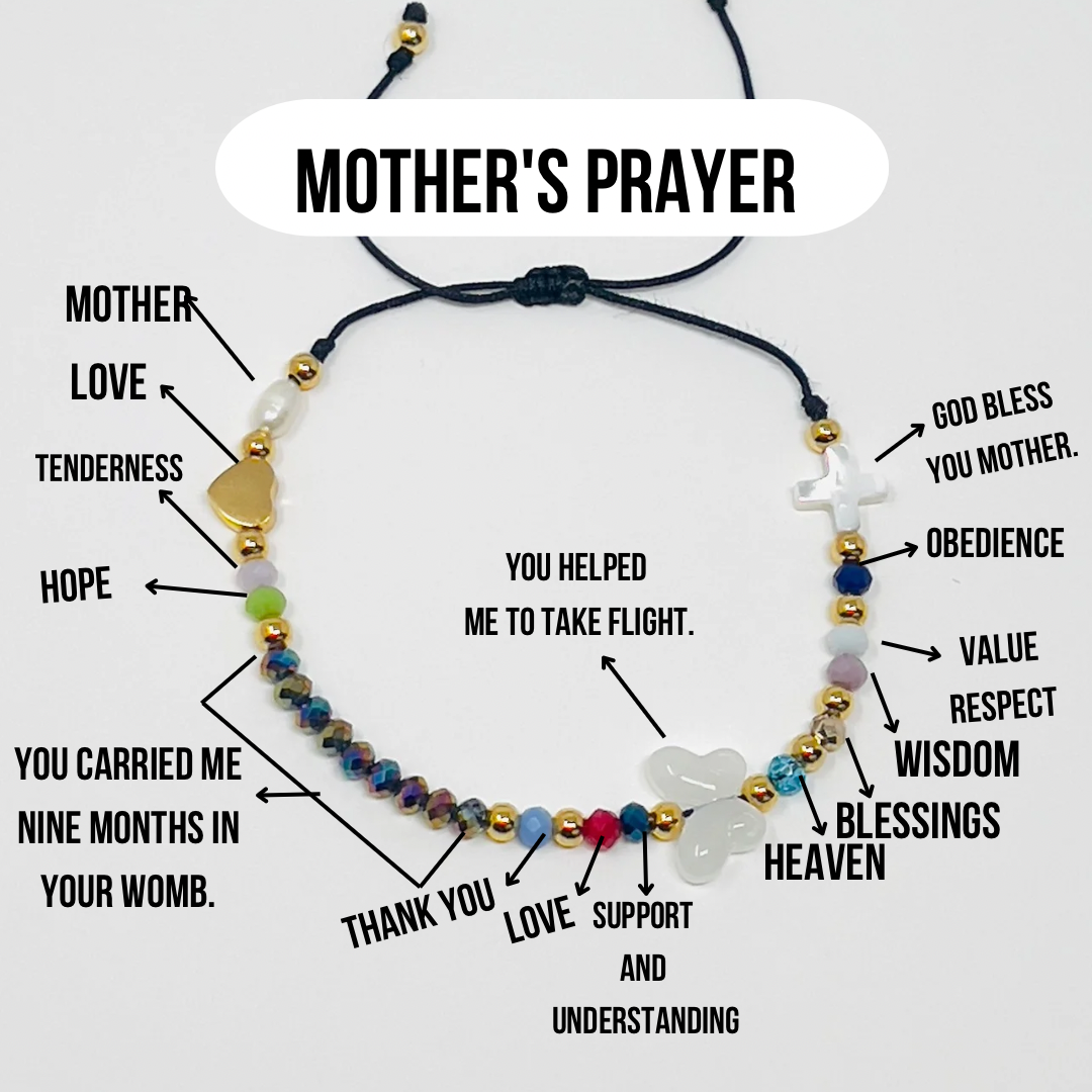 Mothers Prayer Bracelet, Mothers Bracelet, Mothers day Gift, Christian Bracelet, Cross Bracelet Women, String Bracelet, Religious Catholic Charm Bracelet, Beaded Bracelet (Copia)
