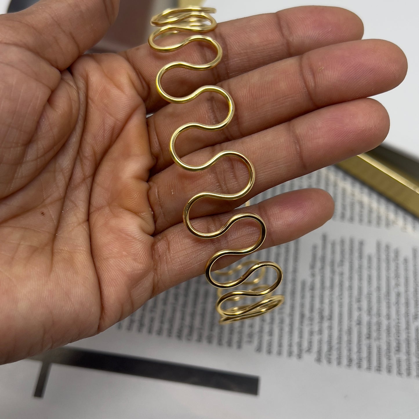 Simple Golden Choker Necklace, Handmade Wavy Wire Choker Necklace