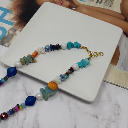 Chunky Starfish Pendant Necklace, Chunky Charm Necklace, Gemstone Beaded Necklace,  Resin Starfish Pendant Necklace, Turquoise Neclace, Opal Necklace